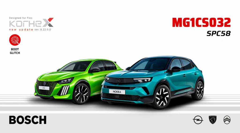 Bosch MG1CS032 Chiptuning: Boot Glitch mit Flex und Korhex
