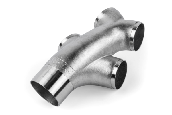 APR Cast Stainless Steel Double Y Splitter 76mm (3") zu Quad 63.5mm (2.5") – Produktnummer EXH0146 | VTEC Chiptuning